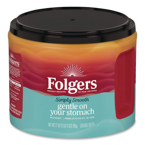 Image of Folgers® Simply Smooth Ground Coffee, Gentle On Your Stomach, 27 oz Canister