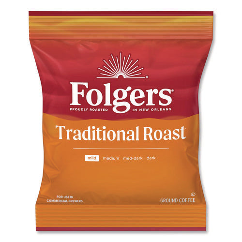 Image of Folgers® Traditional Roast Ground Coffee Fraction Packs, Traditional Roast, 2oz, 42/Carton