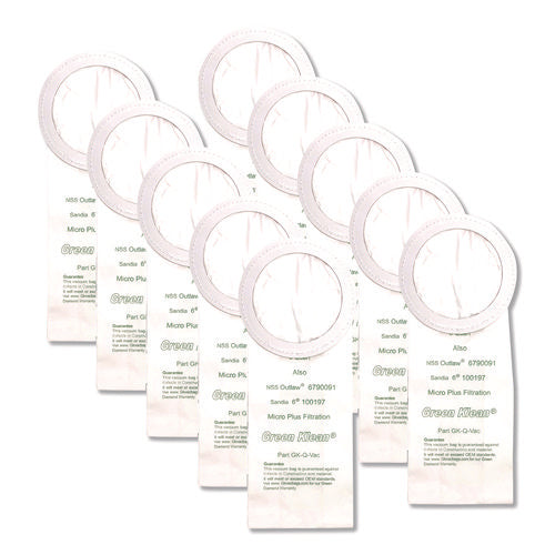 Image of Green Klean® Replacement Vacuum Bags, Fits Nss Outlaw/proteam Quartervac/sandia/sanitaire, 10/pack