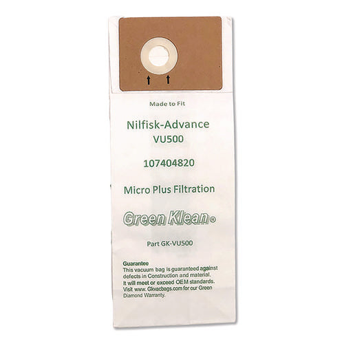 Image of Green Klean® Replacement Vacuum Bags, Fits Advance Vu500, 10/pack