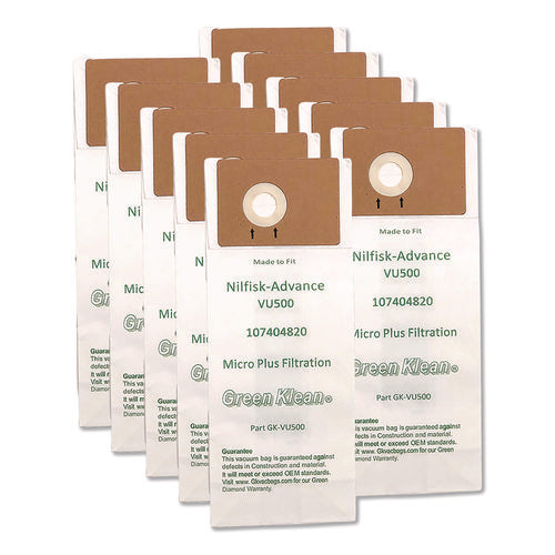 Image of Green Klean® Replacement Vacuum Bags, Fits Advance Vu500, 10/pack