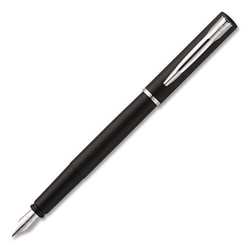 Image of Waterman Allure Fountain Pen, Fine Point, Blue Ink, Black/Silver Barrel
