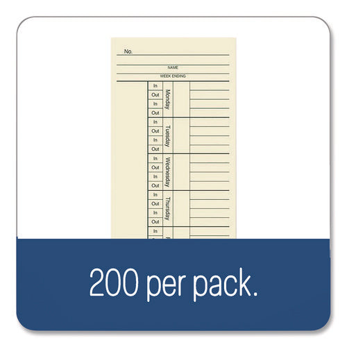 Image of Adams® Time Cards for Acroprint, Amano and Lathem Time Clocks, Two Sides, 3.4" x 8.25", 200/Pack