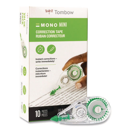 Image of Tombow® MONO Mini Correction Tape, Non-Refillable, Clear Applicator, 0.17" x 315", 10/Pack