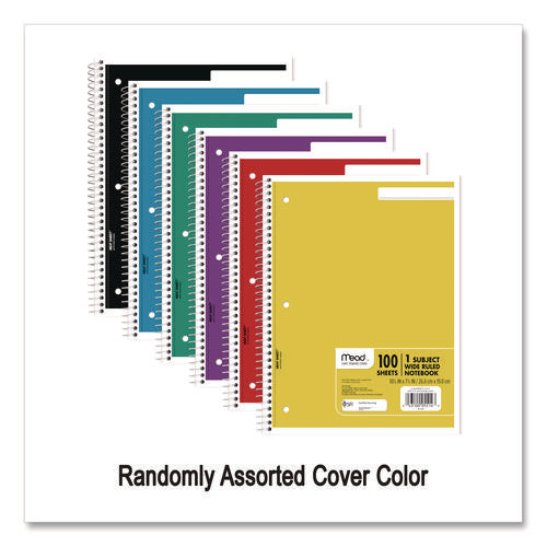Image of Mead® Spiral Notebook, 1-Subject, Wide/Legal Rule, Randomly Assorted Cover Color, (100) 10.5 x 7.5 Sheets