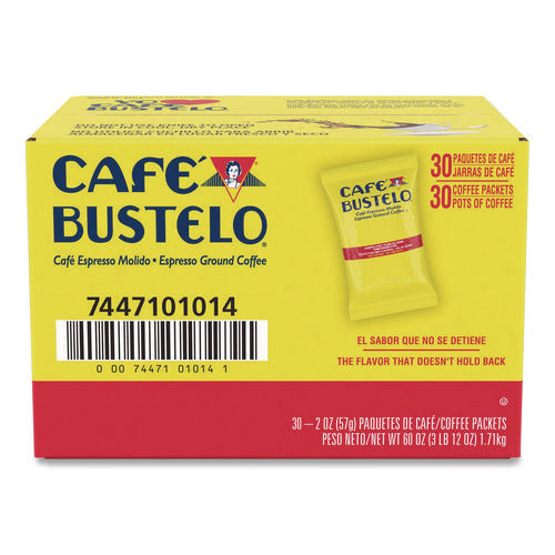 Image of Cafe Bustelo Regular Coffee Fraction Packs, Espresso, 2 oz Pack, 30/Carton
