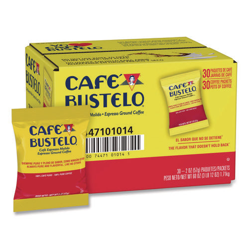 Image of Cafe Bustelo Regular Coffee Fraction Packs, Espresso, 2 oz Pack, 30/Carton