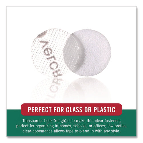 Image of VELCRO® Brand Sticky-Back Fasteners, Complete Sets, 0.75" dia, Clear, 200/Pack