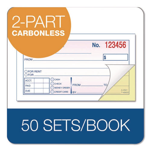 Image of Adams® Money/Rent Receipt Book, Two-Part Carbonless, 4.88 x 2.75, 50 Receipts/Book, 3 Books/Pack