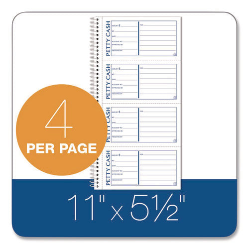 Image of Adams® Petty Cash Receipt Book, Two-Part Carbonless, 5 x 2.75, 4 Forms/Sheet, 200 Forms Total