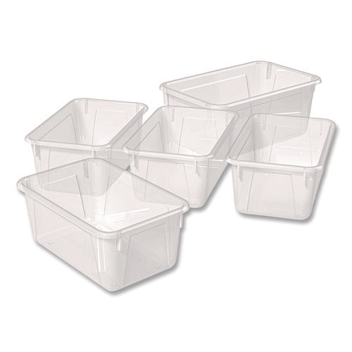 Image of Storex Cubby Bin, 1.8 gal, 7.8" x 12.09" x 5.18", Translucent, 5/Pack