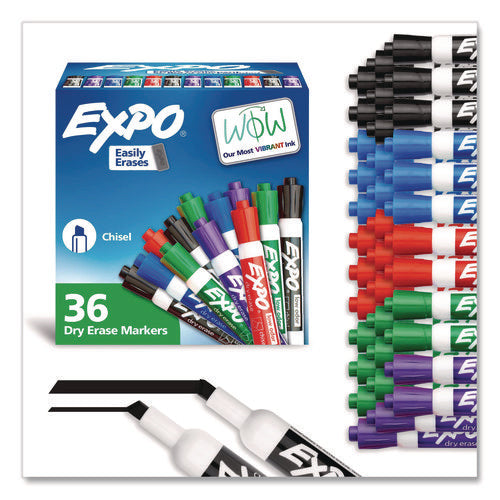 Image of EXPO® Low-Odor Dry-Erase Marker Value Pack, Broad Chisel Tip, Assorted Colors, 36/box