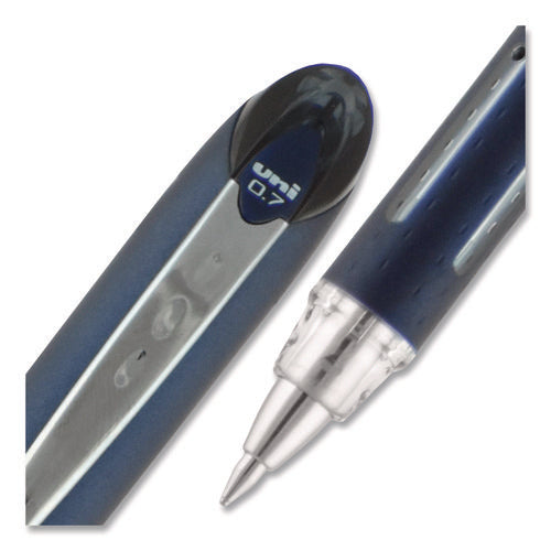 Image of uniball® Jetstream Hybrid Gel Pen, Stick, Fine 0.7 mm, Black Ink, Black/Silver Barrel