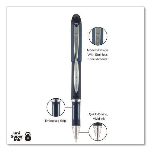 Image of uniball® Jetstream Hybrid Gel Pen, Stick, Fine 0.7 mm, Black Ink, Black/Silver Barrel