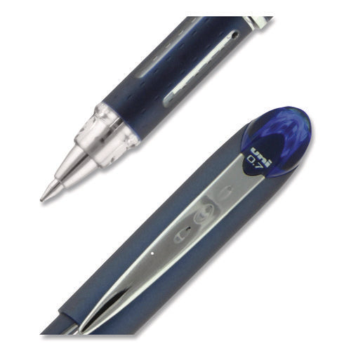 Image of uniball® Jetstream Hybrid Gel Pen, Stick, Fine 0.7 mm, Blue Ink, Blue/Silver Barrel