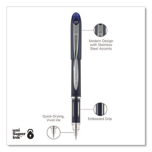 Image of uniball® Jetstream Hybrid Gel Pen, Stick, Fine 0.7 mm, Blue Ink, Blue/Silver Barrel