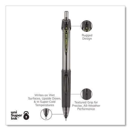 Image of uniball® Power Tank Rt Ballpoint Pen, Retractable, Bold 1 Mm, Black Ink, Smoke/black Barrel, Dozen