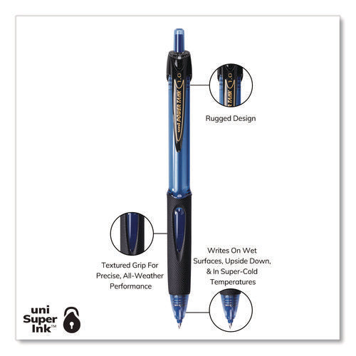 Image of uniball® Power Tank RT Ballpoint Pen, Retractable, Bold 1 mm, Blue Ink, Translucent Blue/Black Barrel, Dozen
