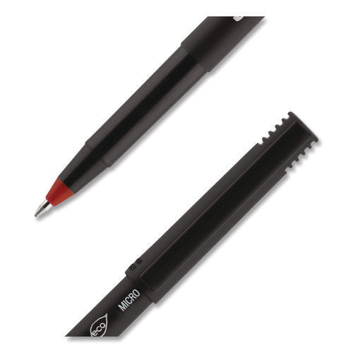 Image of uniball® ONYX Rollerball Pen, Stick, Extra-Fine 0.5 mm, Red Ink, Black/Red Barrel, Dozen