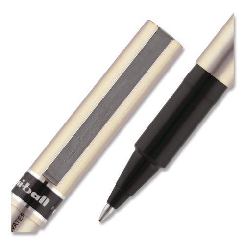Image of uniball® Deluxe Rollerball Pen, Stick, Fine 0.7 mm, Black Ink, Champagne/Black Barrel, Dozen