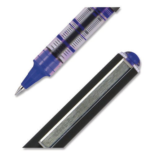 Image of uniball® VISION Rollerball Pen, Stick, Extra-Fine 0.5 mm, Blue Ink, Gray/Blue/Clear Barrel, Dozen