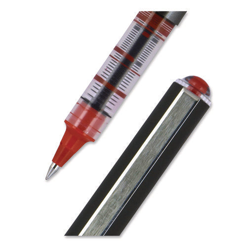 Image of uniball® VISION Rollerball Pen, Stick, Extra-Fine 0.5 mm, Red Ink, Gray/Red/Clear Barrel, Dozen