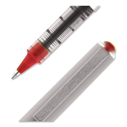 Image of uniball® VISION Rollerball Pen, Stick, Fine 0.7 mm, Red Ink, Silver/Red/Clear Barrel, Dozen