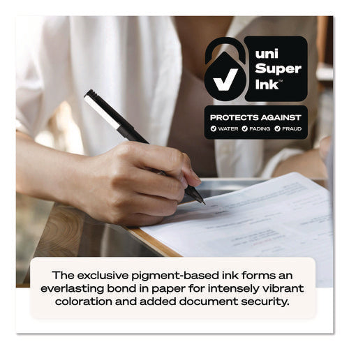 Image of uniball® Rollerball Pen, Stick, Extra-Fine 0.5 mm, Black Ink, Black Barrel, Dozen