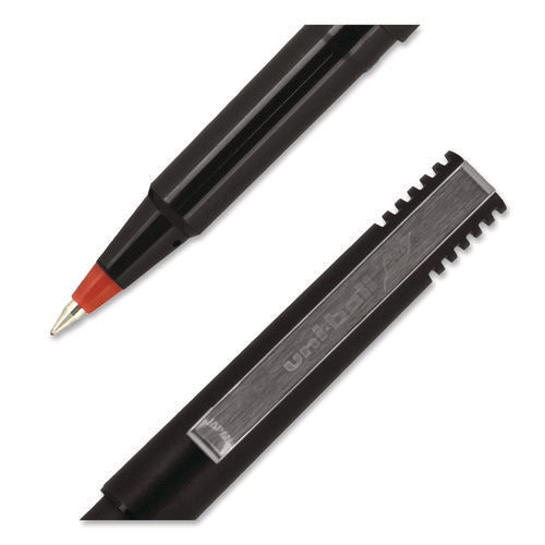 Image of uniball® Rollerball Pen, Stick, Extra-Fine 0.5 mm, Red Ink, Black/Red Barrel, Dozen