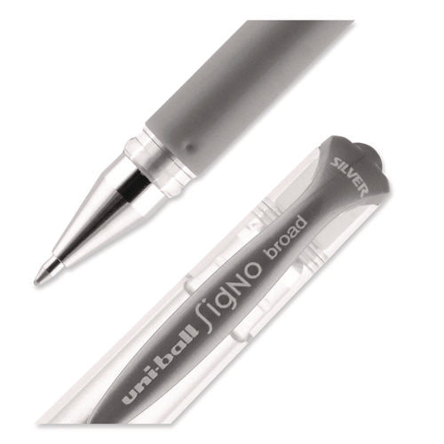 Image of uniball® Impact Gel Pen, Stick, Medium 1 Mm, Silver Metallic Ink, Silver Barrel