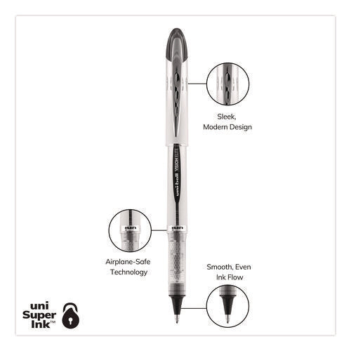 Image of uniball® VISION ELITE Hybrid Gel Pen, Stick, Bold 0.8 mm, Black Ink, White/Black/Clear Barrel