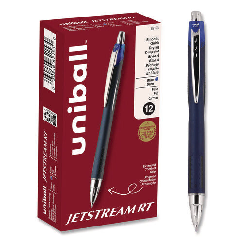 Image of uniball® Jetstream Hybrid Gel Pen, Retractable, Fine 0.7 mm, Blue Ink, Blue/Silver Barrel