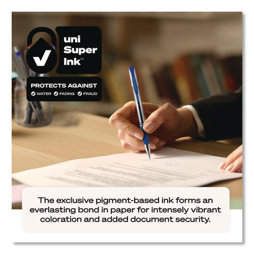 Image of uniball® Signo GRIP Gel Pen, Stick, Medium 0.7 mm, Black Ink, Clear/Black/Silver Barrel, Dozen