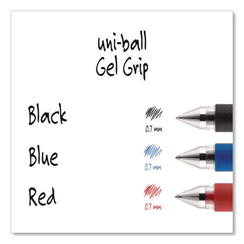 Image of uniball® Signo GRIP Gel Pen, Stick, Medium 0.7 mm, Red Ink, Clear/Red/Silver Barrel, Dozen
