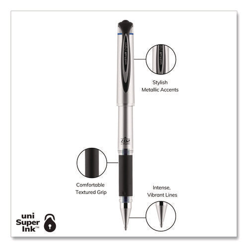 Image of uniball® 207 Impact Gel Pen, Stick, Bold 1 mm, Blue Ink, Silver/Black/Blue Barrel
