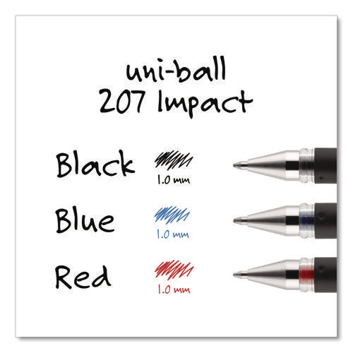 Image of uniball® 207 Impact Gel Pen, Stick, Bold 1 mm, Blue Ink, Silver/Black/Blue Barrel
