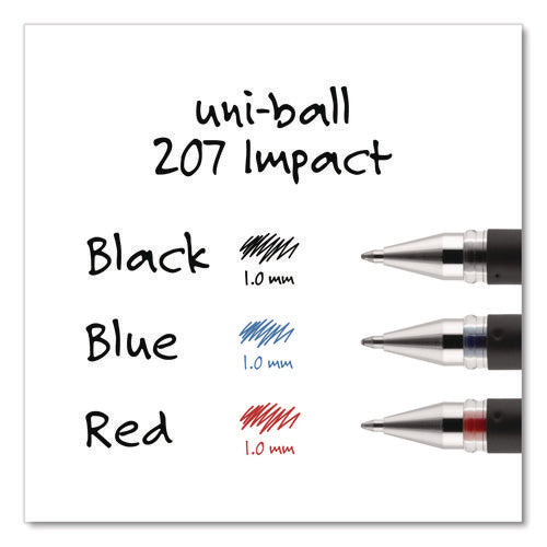 Image of uniball® 207 Impact Gel Pen, Stick, Bold 1 mm, Red Ink, Silver/Black/Red Barrel