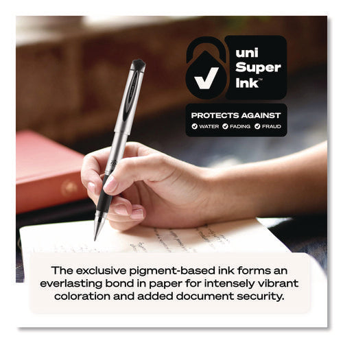 Image of uniball® 207 Impact Gel Pen, Stick, Bold 1 mm, Red Ink, Silver/Black/Red Barrel