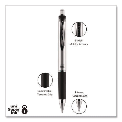 Image of uniball® 207 Impact Gel Pen, Retractable, Bold 1 Mm, Black Ink, Black Barrel