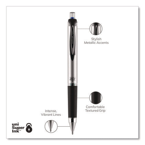 Image of uniball® 207 Impact Gel Pen, Retractable, Bold 1 Mm, Blue Ink, Black/blue Barrel