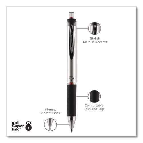 Image of uniball® 207 Impact Gel Pen, Retractable, Bold 1 Mm, Red Ink, Black/red Barrel