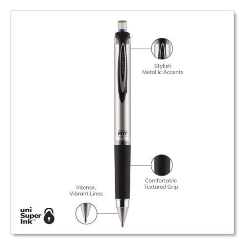Image of uniball® 207 Impact RT Gel Retractable Pen Refills, Bold 1 mm Conical Tip, Blue Ink, 2/Pack