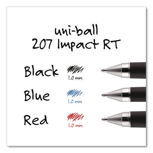 Image of uniball® 207 Impact RT Gel Retractable Pen Refills, Bold 1 mm Conical Tip, Blue Ink, 2/Pack