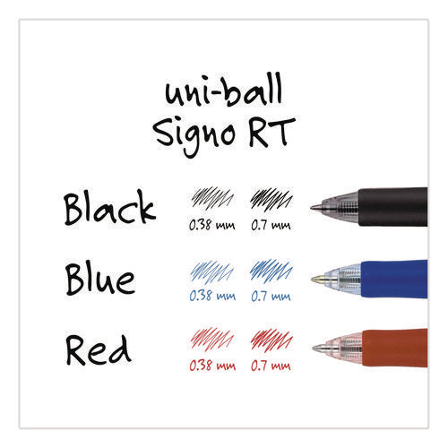 Image of uniball® Signo Gel Pen, Retractable, Medium 0.7 mm, Blue Ink, Silver/Blue Barrel, Dozen