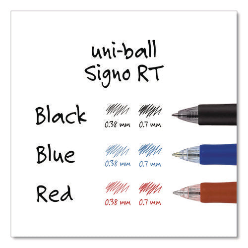 Image of uniball® Signo Gel Pen, Retractable, Medium 0.7 mm, Red Ink, Silver/Red Barrel, Dozen