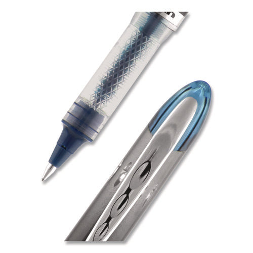 Image of uniball® VISION ELITE BLX Series Hybrid Gel Pen, Stick, Extra-Fine 0.5 mm, Blue-Infused Black Ink, Gray/Blue/Clear Barrel