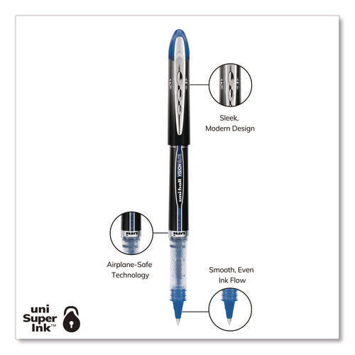 Image of uniball® VISION ELITE Hybrid Gel Pen, Stick, Extra-Fine 0.5 mm, Blue Ink, Black/Blue/Clear Barrel