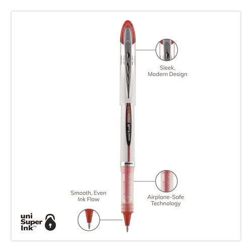 Image of uniball® VISION ELITE Hybrid Gel Pen, Stick, Bold 0.8 mm, Red Ink, White/Red/Clear Barrel