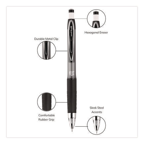 Image of uniball® 207 Mechanical Pencil, 0.7 Mm, Hb (#2), Black Lead, Black Barrel, Dozen