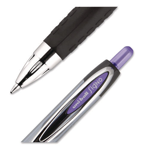 Image of uniball® Signo 207 Gel Pen, Retractable, Medium 0.7 mm, Violet Ink, Smoke/Black/Violet Barrel, Dozen